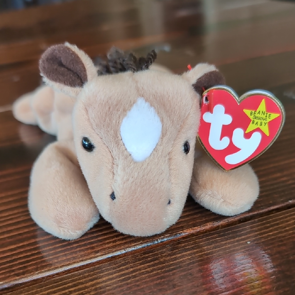 🐴Ty Beanie Babies Derby 1995 P.E. Pellets Tag Errors